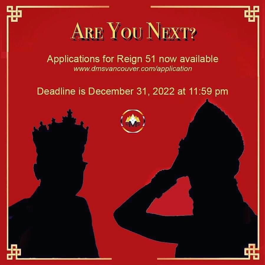DMSVancouver's tweet photo. Are you Vancouver’s next Empress? Emperor? Emprex? 👑🤞🏼

Application for Reign 51 representing the Dogwood Monarchist Society is now available. 👑🥰

Deadline is December 31, 2022 at 11:59 pm. 

Visit https://t.co/L55Nn78tP8 for more details. https://t.co/jntn0NgjHa