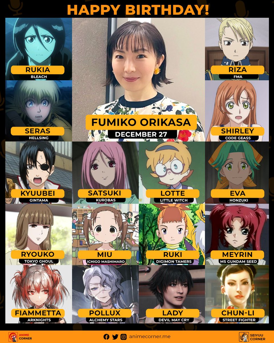 Anime Corner On Twitter Happy Birthday To Fumiko Orikasa 折笠富美子