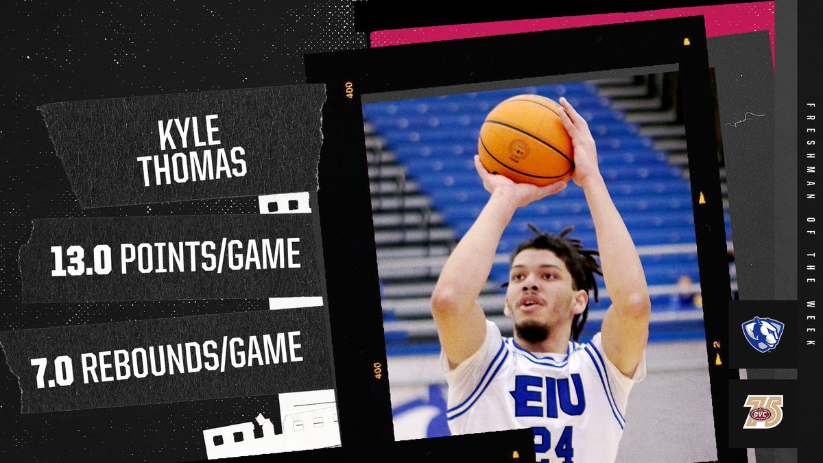𝗢𝗩𝗖 𝗠𝗲𝗻'𝘀 𝗕𝗮𝘀𝗸𝗲𝘁𝗯𝗮𝗹𝗹 🏀 𝗖𝗼-𝗙𝗿𝗲𝘀𝗵𝗺𝗮𝗻 𝗼𝗳 𝘁𝗵𝗲 𝗪𝗲𝗲𝗸
@EIUBasketball center Kyle Thomas (<a href="/Ky_jt2324/">Kyle Thomas</a>)

• Hit 6-of-7 shots and scored 13 points as EIU topped Iowa 92-83, despite being 31.5-point underdogs

#OVCit | #OVC75 | #TeamTogether