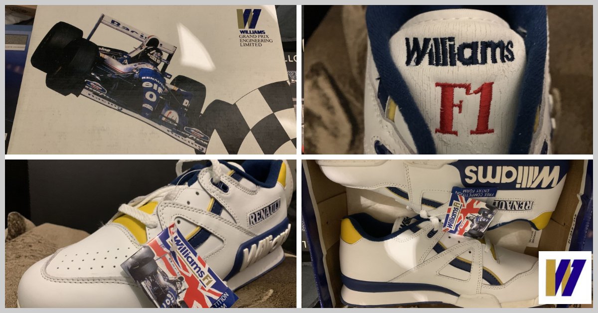 A pair of Williams F1 trainers from around 1996. I had a hi top pair of these and loved them until they fell apart.

#MemorabiliaMonday