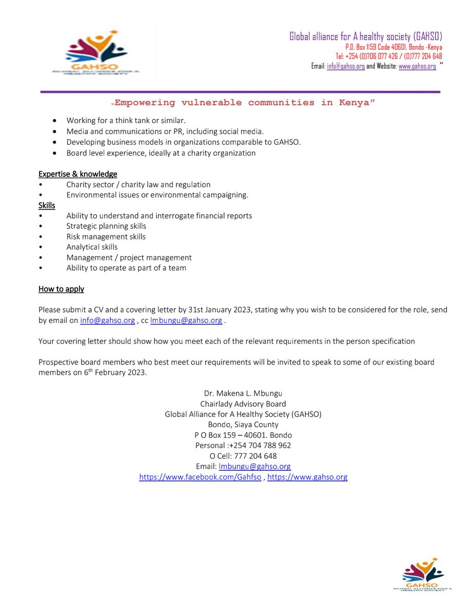 AllianceHealthy's tweet photo. Expression of Interest for Board of Directors.

We are seeking to appoint dedicated, enthusiastic and proactive board members to join our Board of Directors. https://t.co/EU3Qoav0wn
