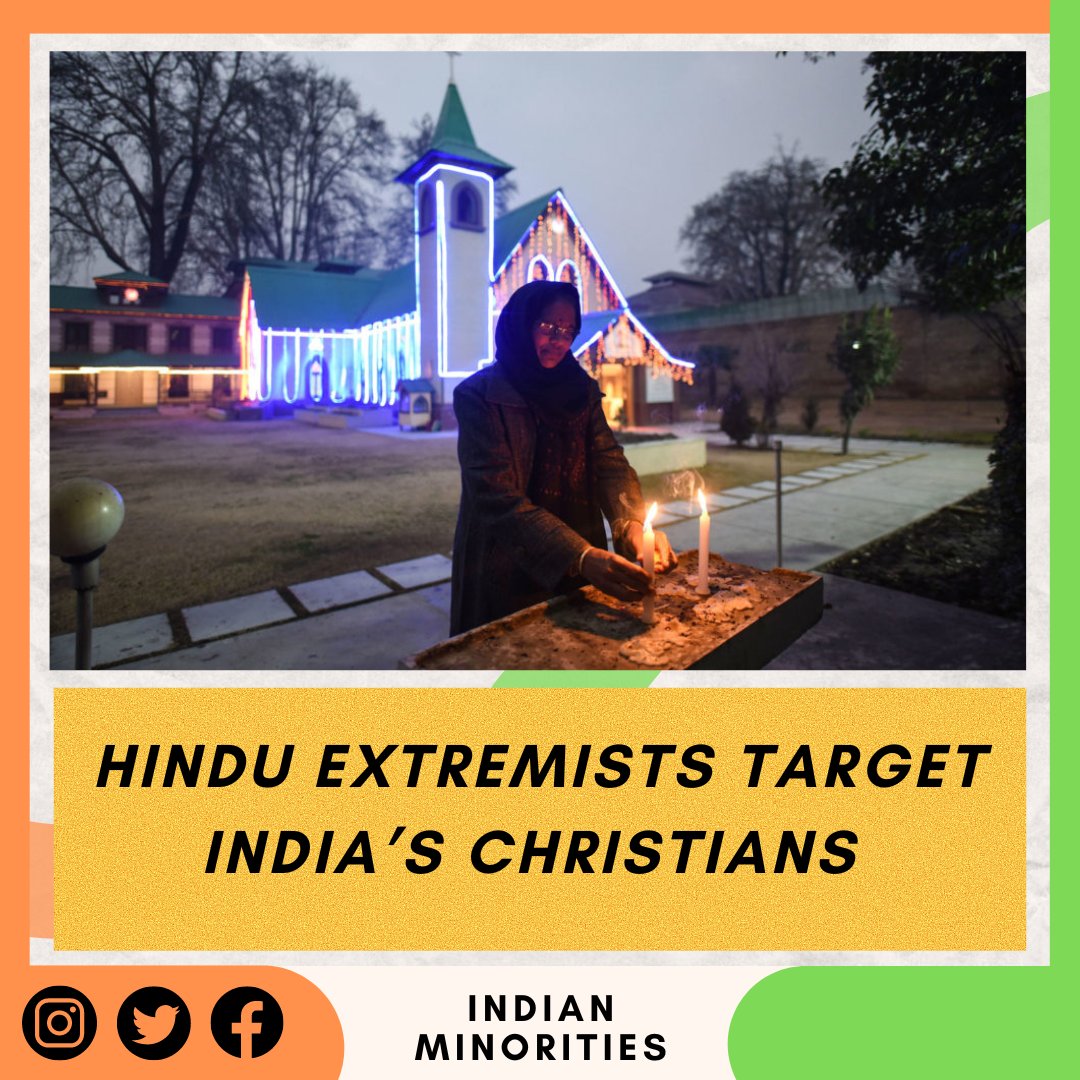 INDminorities's tweet photo. उत्साहित हिंदू राष्ट्रवादी संगठनों ने जबरन धर्मांतरण के नाम पर ईसाई विरोधी हिंसा की लहर छेड़ दी है, जिससे भारत के छोटे ईसाई अल्पसंख्यकों में डर पैदा हो गया है।

#HappyBirthdaySalmanKhan #AVLLIV #WaltairVeerayya #RepublicWithSSR #BiggBoss
#Pele 
PATHAAN MANIA IN 30 DAYS
Nunez https://t.co/0tytYp7IyQ