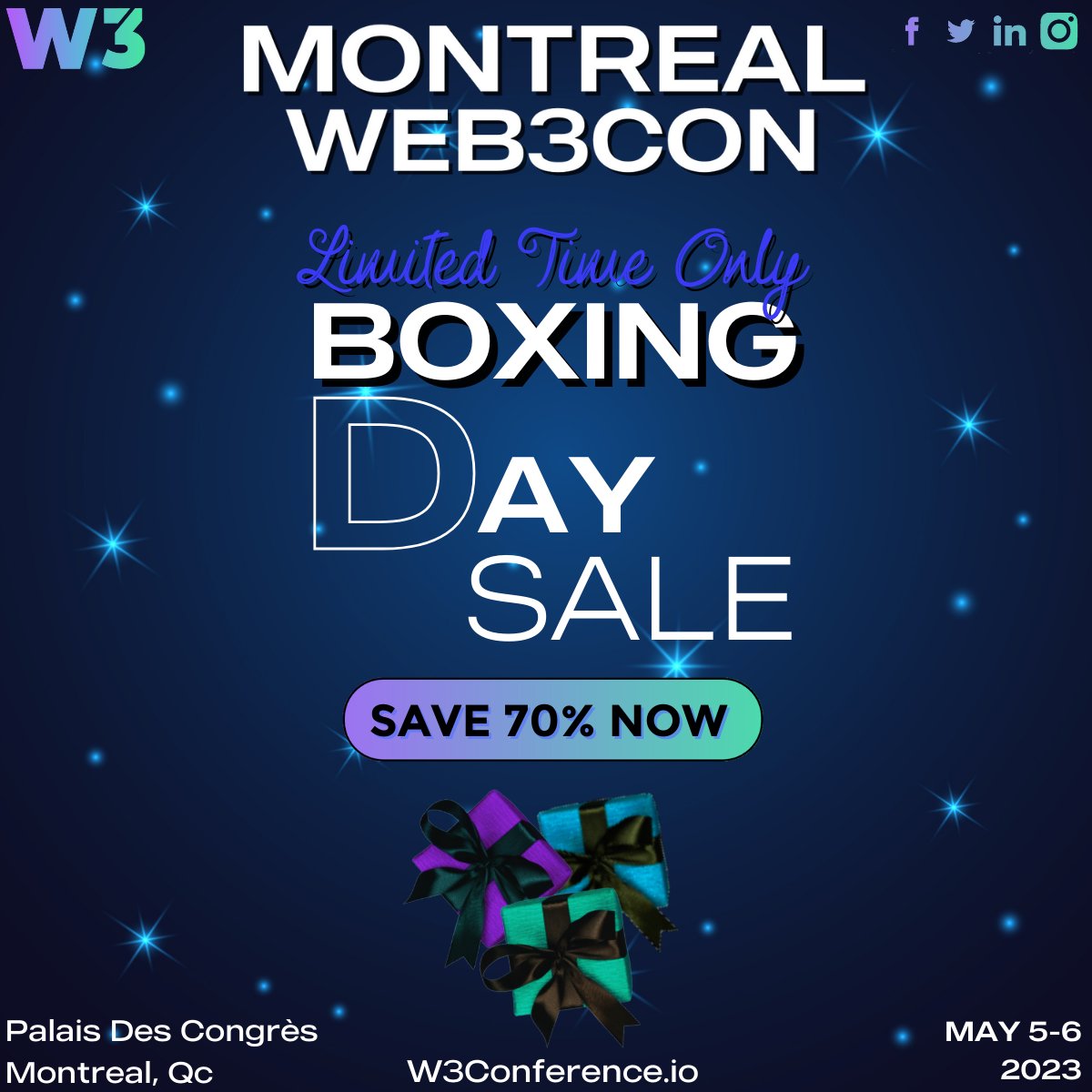 🎁 Christmas is over and today is finally Boxing Day🎁 

Get your 2-day pass at 70% off today before our deal expires!! 🎟

Don't miss out! 🚀

#W3Conference #W3 #W3CON #boxingday