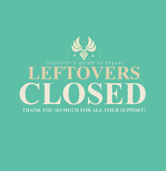 🍃LEFTOVER SALES CLOSED🍃

Leftover sales are officially closed, huge thanks to everyone who supported us! We'll be making another announcement once everything has been shipped ❤️✨
