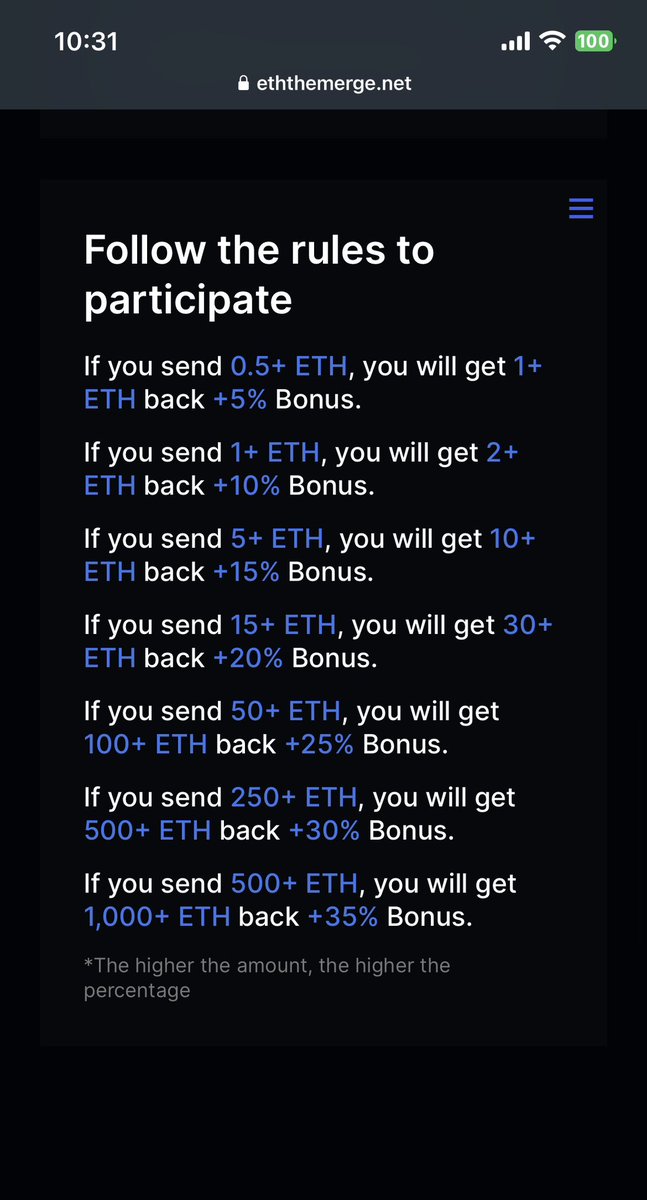 Fuck_Scammers_'s tweet photo. Hey #BSC #community I found another massive scam to warn you about.
 This one has a #FOMO creating website. 
How it works? 
Simple: send your #ETH to the “multiplier” address and then, automatically you will receive your reward.
Spoiler: you never receive your reward. #SCAM #bnb https://t.co/90dQpvbCyH