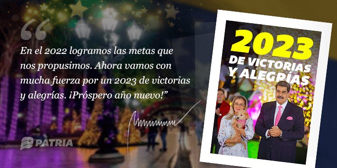 Inicia la entrega del #Bono2023DeVictoriasyAlegrías enviado por nuestro Presidente @NicolasMaduro, a través de la #PlataformaPatria. La entrega tendrá lugar entre los días #26Dic al #31Dic de 2022.