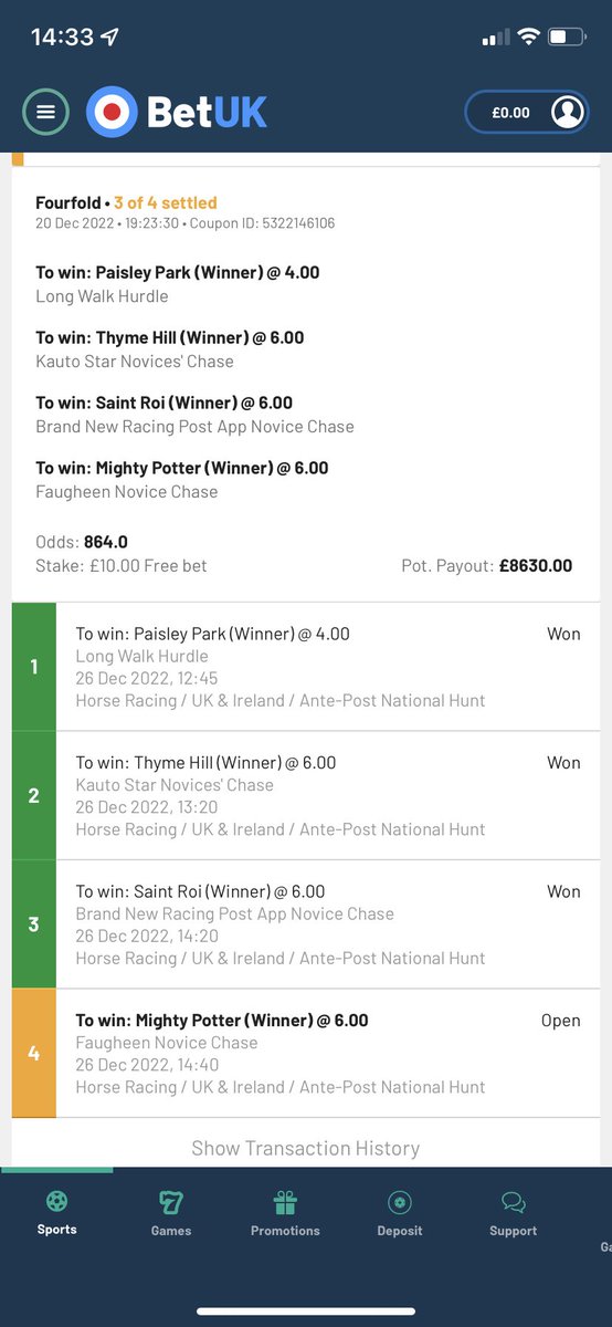 nedbeattywee's tweet photo. @BetUKOfficial 3/4 fold as winners. Last horse a non runner. Appreciate this is ante post, however why was the bet allowed to run rather than marked as a loser in advance to show punters there’s a non runner? https://t.co/JMKe6hsStw
