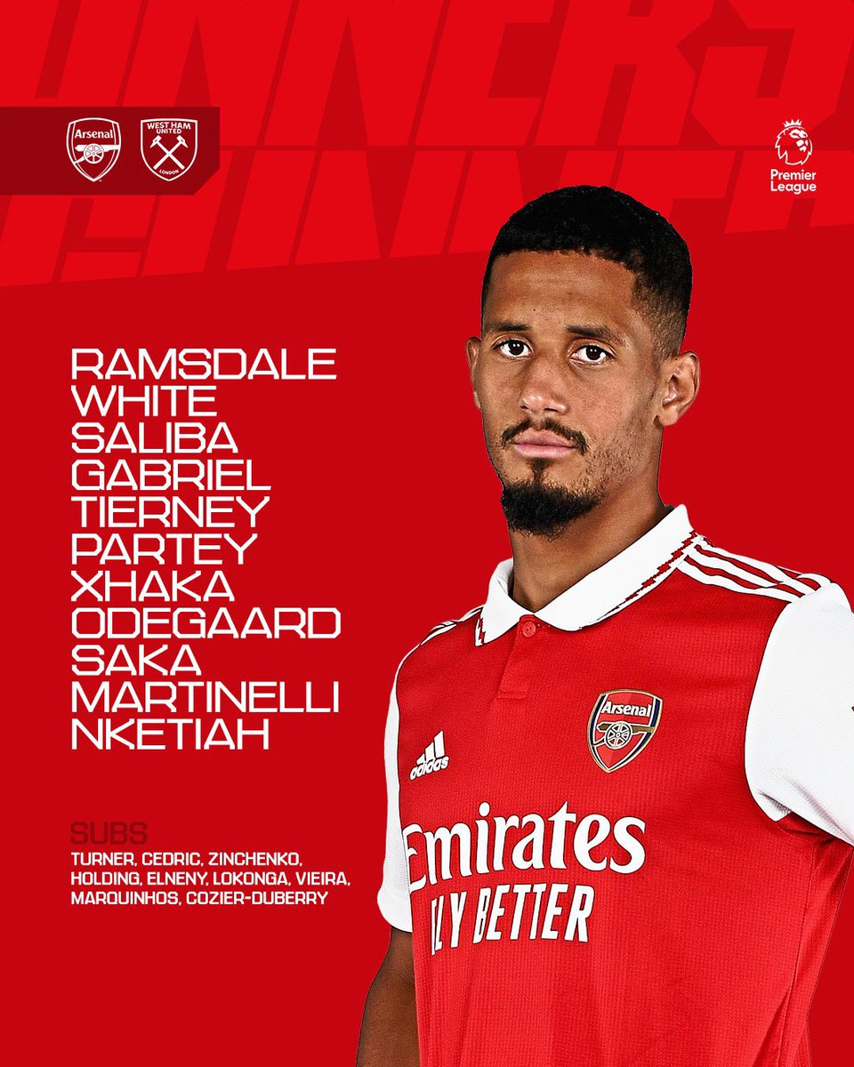 Arsenal_FRA's tweet photo. XI vs West Ham https://t.co/T4ZCNzkF3B