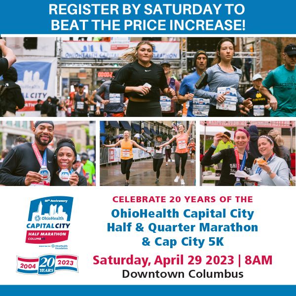 CapCityHalf's tweet photo. Make the @OhioHealth Capital City Half Marathon, Quarter Marathon or Cap City 5K your New Year's resolution solution and commit yourself to the biggest and best spring celebration of you!

Registration fees are getting ready to go up! https://t.co/0qceIaXqYH

#CapCityHalf https://t.co/7Tx9DjeNCk