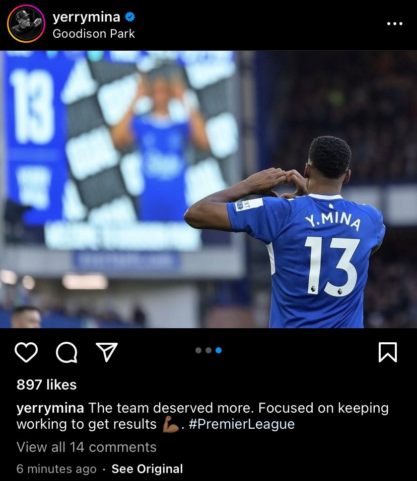 EvertonNewsFeed's tweet photo. 📱Yerry Mina’s latest Instagram post https://t.co/jTVoBObRgC