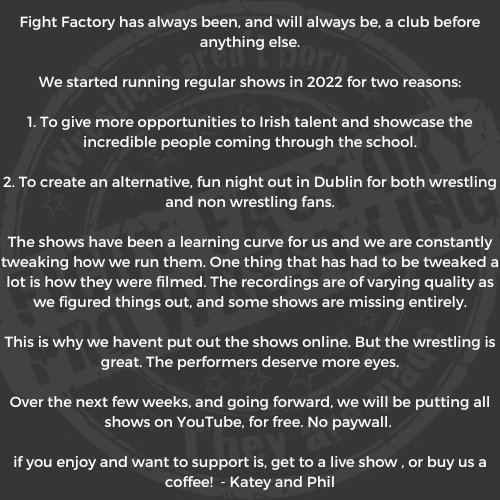 FFPWIreland's tweet photo. 🚨🚨 FREE SHOW NO. 2 🚨🚨

Our second FREE FULL SHOW is Episode 24 the Fight Factory Christmas Special!

🔗: https://t.co/sUkk6xqWNs

If you enjoyed the show and want to/can support buy us a coffee: https://t.co/4CSMTQyych

#IrishWrestling https://t.co/XLXaXJhyuP