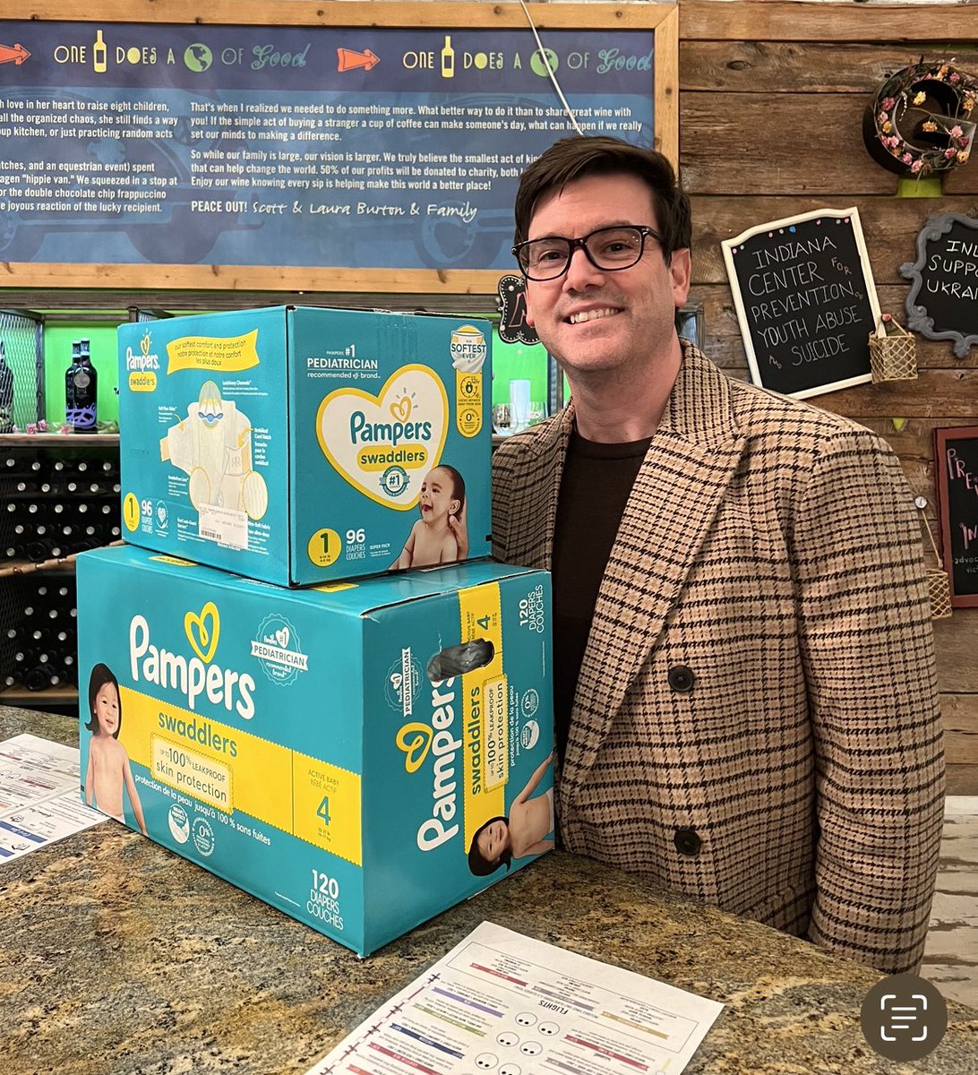 If you bring your Diaper Bank donation to @peacewaterwines by 12/31 you can get a free glass of wine for helping Hoosier families. 🍷 #SeasonOfGiving #HappyHolidays2022