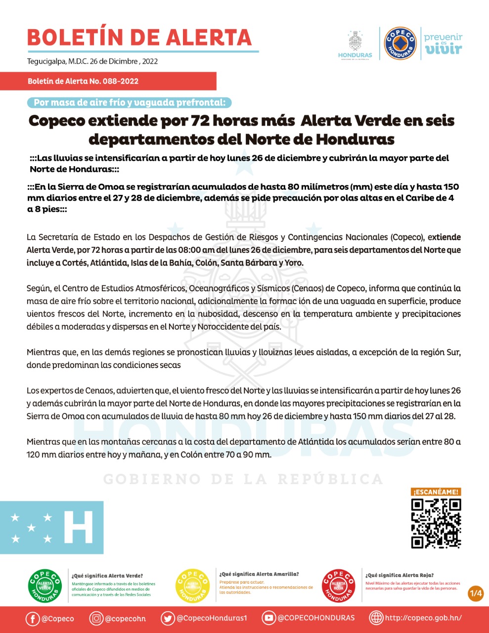 Comunicado de Copeco. 