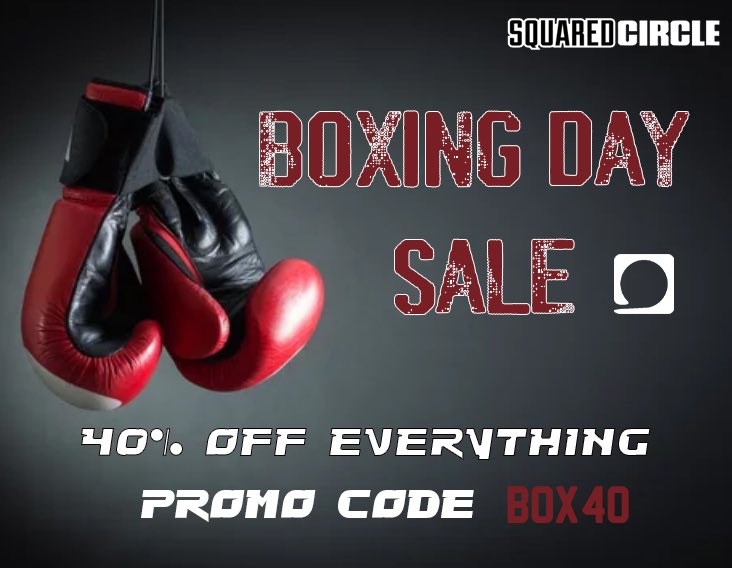#BoxingDay Sale! Punch your ticket to 40% OFF everything using ‘box40’ expires Dec 28!

#SquaredCircle #NoOffseason #YYC #MaritimeWrestling #ItsOurRing #SupportIndyWrestling #ImWithAEW #AEWDynamite
