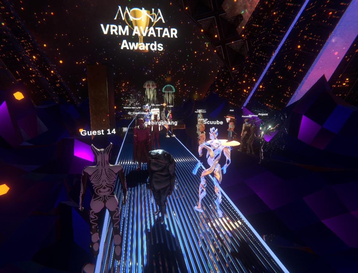 gebirgshang's tweet photo. @monaverse the most fantastic memory of 2022 in neon catwalk stage with everyone participated in VRM Awards 💎🔥🔥

 @justinmmelillo @MattHoerl @scuube @paradoxx @Fractilians7 @memory_888 @Argent2109 @neonglitch86 
#MetaverseMemories https://t.co/gc6WAii6MA