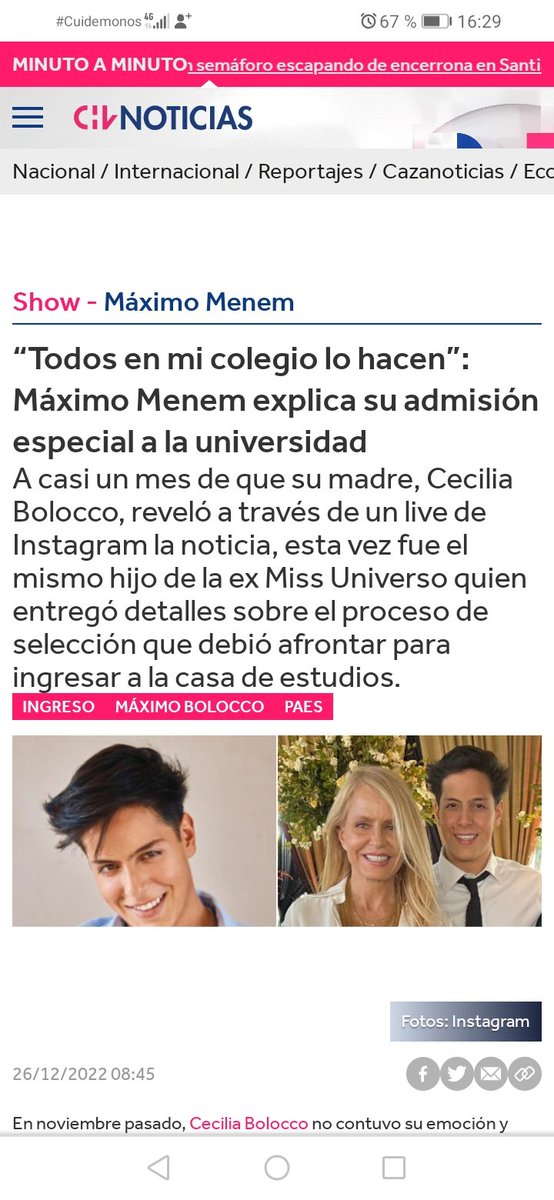 alvaroh15166613's tweet photo. Son impresionantes los méritos del hijo de Cecilia Bolocco. Gracias a ellos y su innegable esfuerzo, fue seleccionado para ingresar a la universidad, por vía especial. Además,argumento orgulloso, que en su colegio el " Santiago College " todos lo hacen. https://t.co/Q0hJl9EbUm