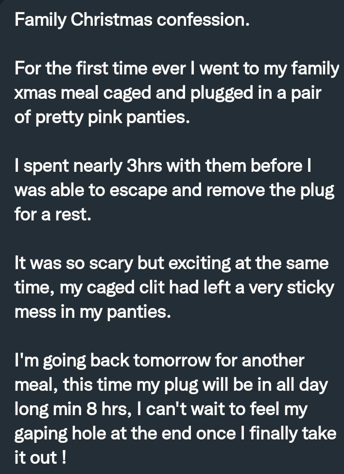 Pervconfession On Twitter He Was Caged And Plugged During Christmas Meal