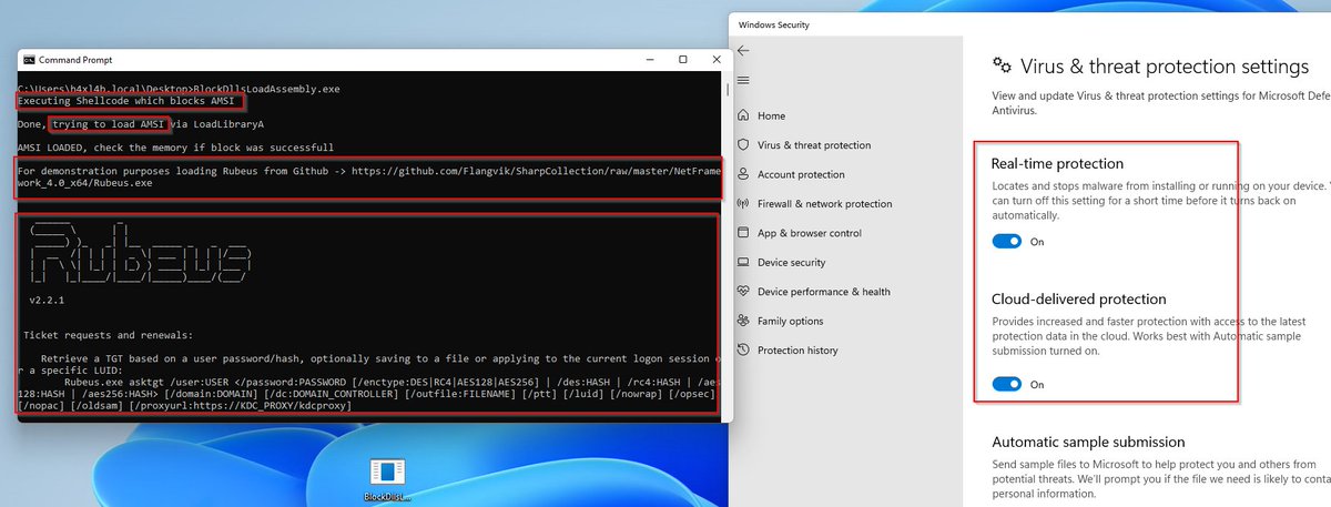 ShitSecure's tweet image. Just finished my very first PIC C-Project, which is Shellcode blocking any DLL, e.G. amsi.dll from being loaded in the process in which it's injected into. That took several days but I learned a lot and am proud about it 🥳🤓
No amsi.dll Patching, no Hardware Breakpoints.🔥