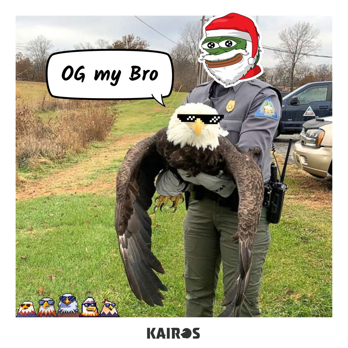 kairosloan's tweet photo. Pepe Santa is still around! 

Want to get OG status with Kairos? 👀

Get involved with our community and become an eagle 🦅

Link below 👇 https://t.co/2kgaYWxerC