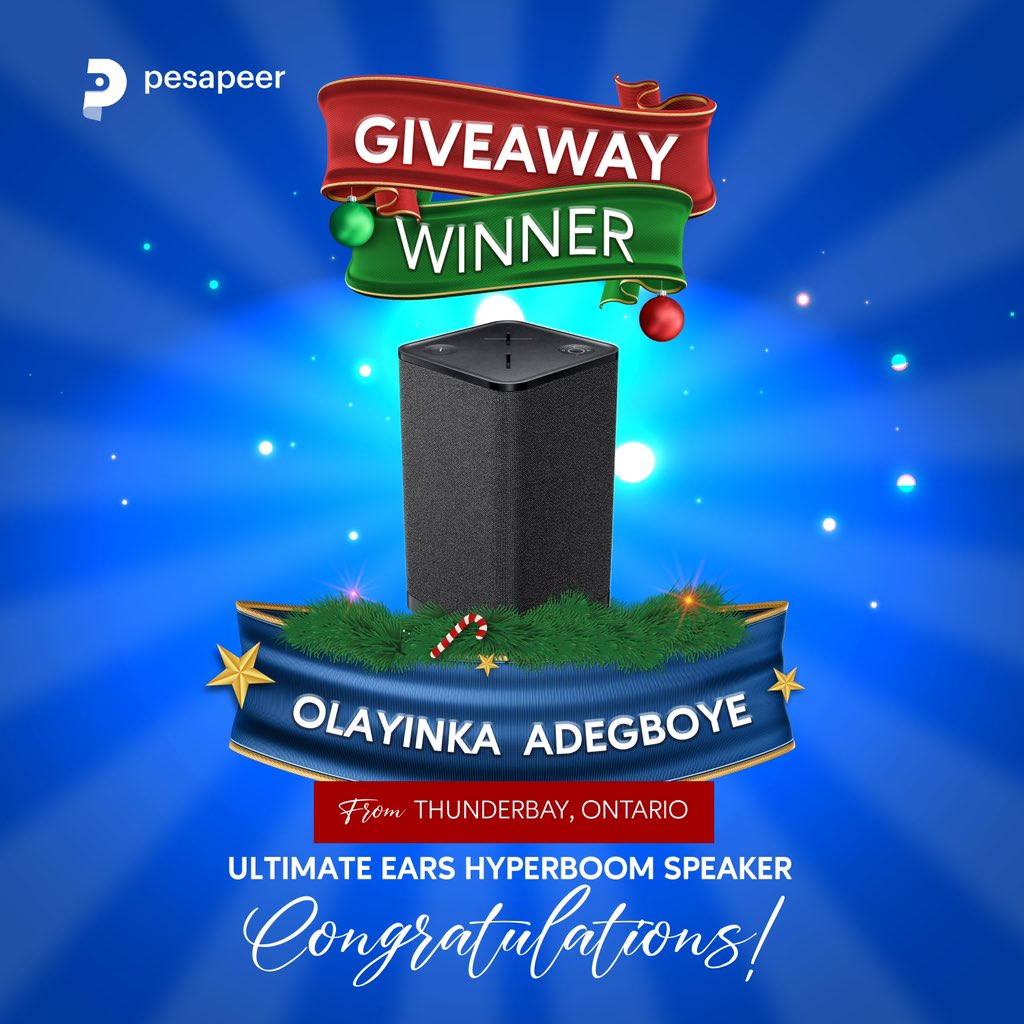 Congratulations to the day 6 winner of our 7 days of Christmas giveaway 🥳 

Olayinka has just won the ‘Ultimate Ears Hyperboom Speaker’🎉

#fundstransfer #moneytransfer
#banktransfer #payments
#onlinebanking #finTech