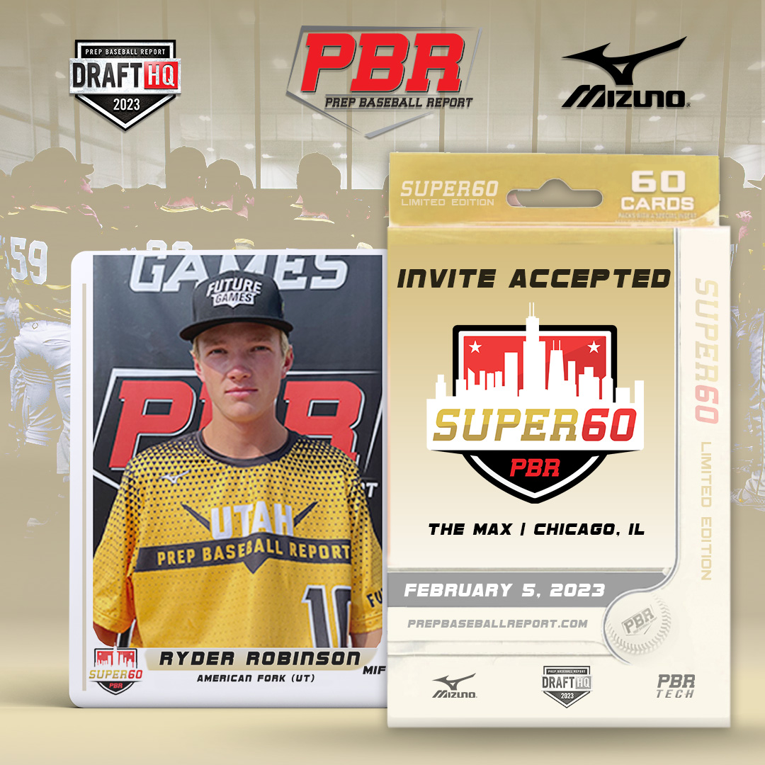 𝟮𝟬𝟮𝟯 𝗣𝗕𝗥 𝗦𝗨𝗣𝗘𝗥6️⃣0️⃣ Ryder Robinson 👉 Invite Accepted ✔️ '23 SS/2B @ryderrobinson84, a @TCU_Baseball recruit, is headed to Chicago! @PBR_Utah @utahscout1219 @ShooterHunt 🔗 loom.ly/-MJfjbg | #Super60