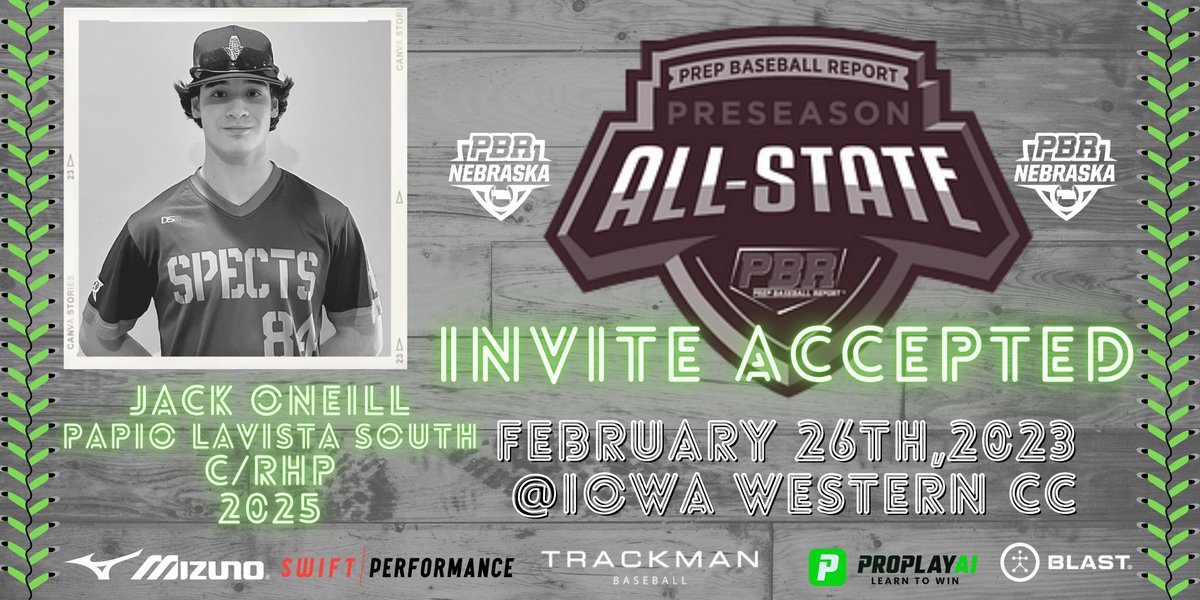 Prep Baseball Nebraska (@prepbaseballne) on Twitter photo ⭐️PBR Nebraska Preseason All State⭐️
🎟️Invite Accepted🎟️
2025 Jack ONeill <a href="/Jack_ONeill_25/">Jack O’Neill</a>, <a href="/PLSTitansBB/">Papio South Baseball</a>
👤bit.ly/3WIGgld
#ShapetheState #BeSeen ⭐️PBR Nebraska Preseason All State⭐️
🎟️Invite Accepted🎟️
2025 Jack ONeill <a href="/Jack_ONeill_25/">Jack O’Neill</a>, <a href="/PLSTitansBB/">Papio South Baseball</a>
👤bit.ly/3WIGgld
#ShapetheState #BeSeen