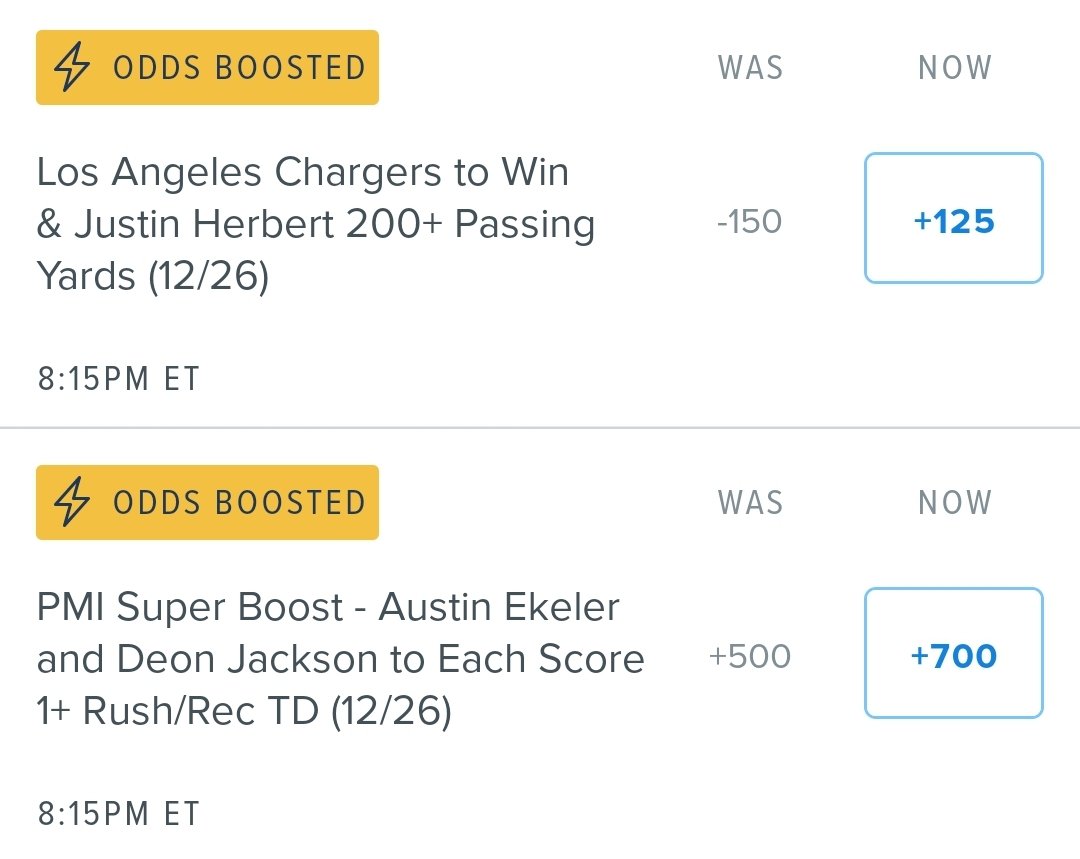 FadeTheBoostGuy's tweet photo. FanDuel TD boost is bad - NO PLAY, can't fade.
I don't deny the Chargers boost looks GOOD. Be wary and live hedge this if it starts going bad early though.
#FadeTheBoost #GamblingTwitter https://t.co/ccFIEl6uKR