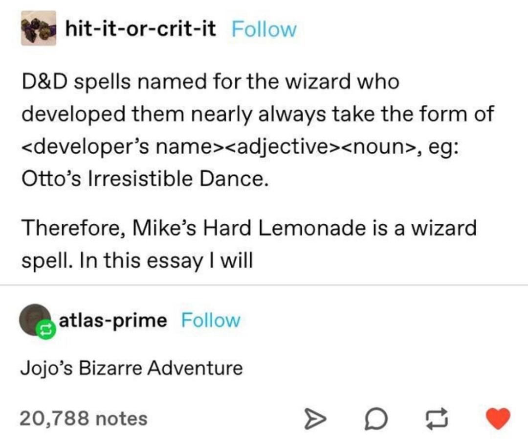 Warlockdnd's tweet photo. If you had a D&amp;D spell named after you, what would it be? #dnd https://t.co/cGHrqpknVK