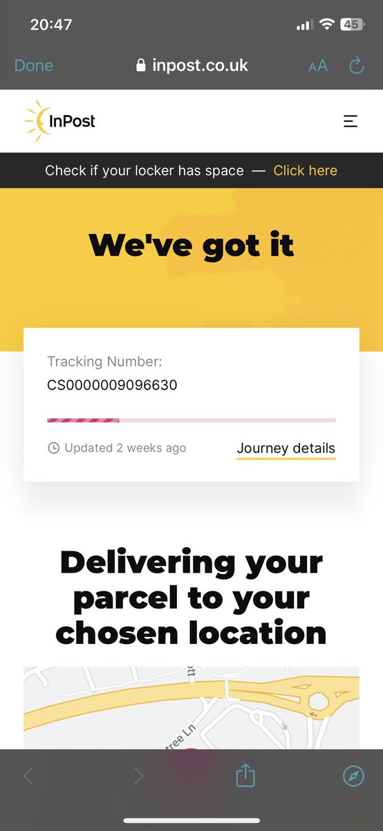 HannahLJ17's tweet photo. @InPostUK hello, please can you explain why my parcel hasn’t moved for over 2 weeks? I spoke with an advisor on the phone who assured me the issue would be resolved within 24/48 hours. That was one week ago https://t.co/5sgY94FQNR