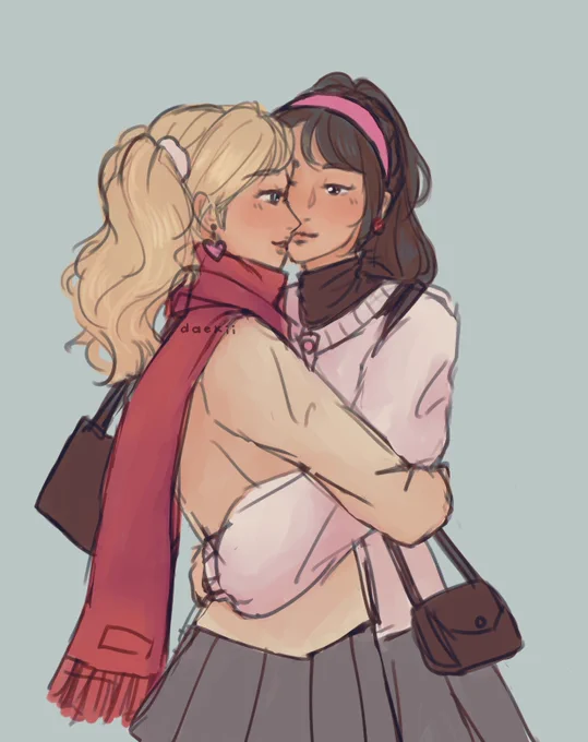 i'm always stuck between a bright palette and muted palette :/#Persona5 #P5 #annshiho #shihoann #P5R #Persona5Royal #SuzuiShiho #TakamakiAnn 