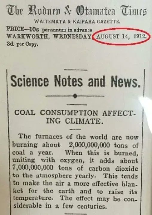This short article on how burning coal causes global warming was published 110 years ago. Now it is high time to act on the climate crisis.