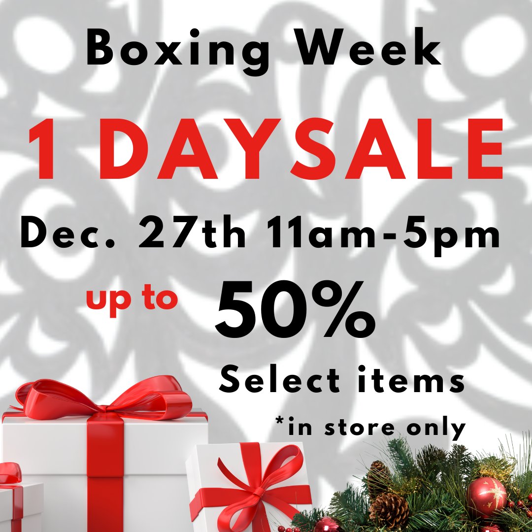 aylelum's tweet photo. We are having a 1 DAY SALE on Dec. 27th ~ in store only from 11am-5 pm.
Come shop Ay Lelum at 1380b Raines Rd. Nanaimo
#Indigenousbc #boxingweek #1daysale https://t.co/wDmCMtr3DQ