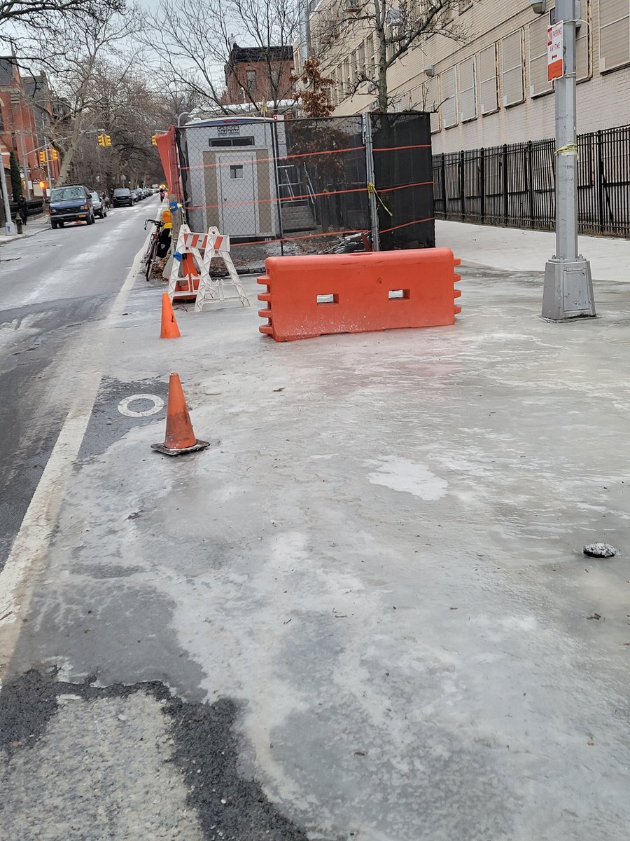 cyclenyc's tweet photo. @nyc311 #please remove very #dangerous ice from #bikenyc lane on Lincoln Avenue between 5th and 6th Avenue Park Slope #Brooklyn before accident occurs https://t.co/LjppR2bKO4