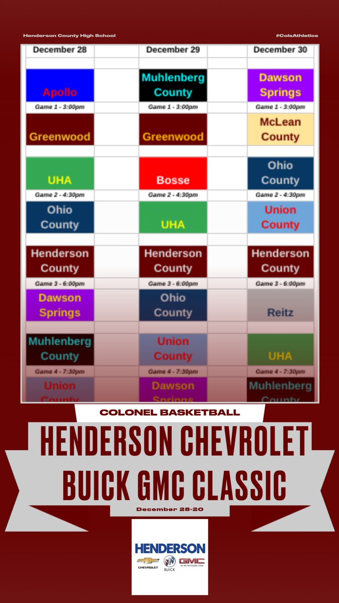 ColsAthletics's tweet photo. Come out to the Henderson Chevrolet Buick GMC Classic this Wednesday-Friday.  Colonels play at 6:00 each night.  Tickets are $7 and may be purchased at https://t.co/eMJxXiVRqK or at the gate with a credit or debit card.  No cash at the gate. https://t.co/DMTUYJvqnI