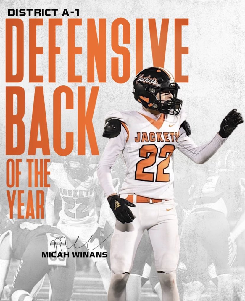 MicahWinans22's tweet photo. I’m honored to be Defensive Back of the Year https://t.co/14tvsARi78