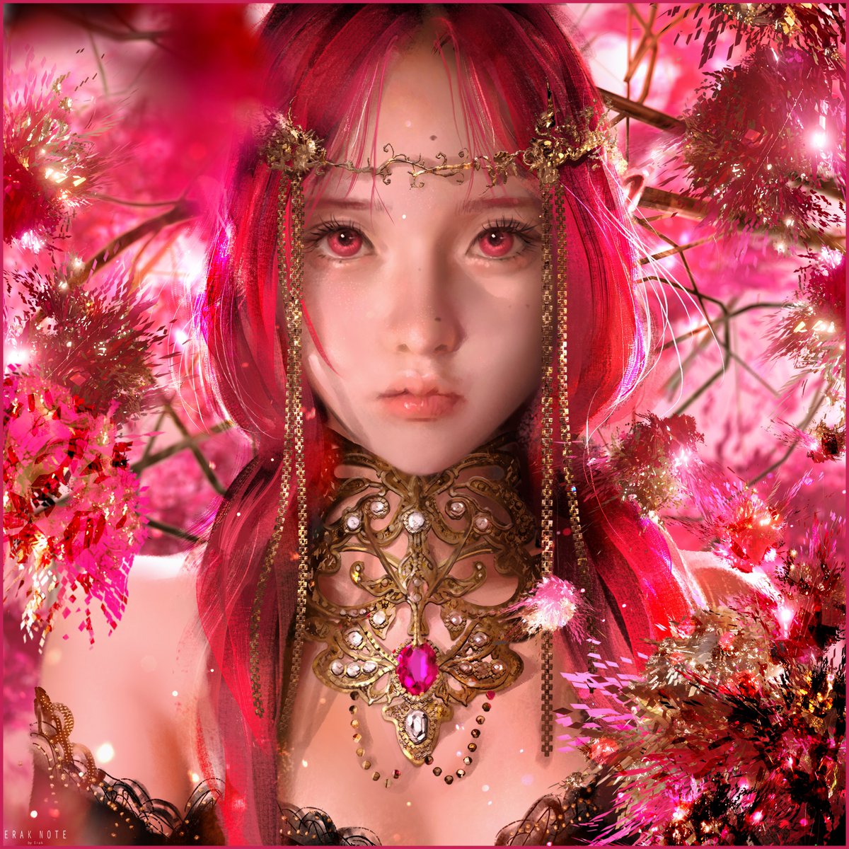 Erak_Note's tweet image. Flower and Iron - Rose pink.
owner is @chlagousami 
#portraitart #photoshopart