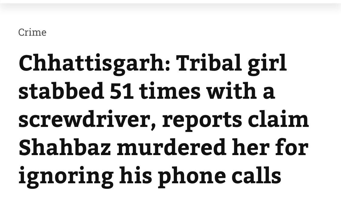 ShefVaidya's tweet photo. Since #Shraddha was cut in 35 pieces by Aftab in Nov 2022, ST girl Rabita was cut into 50 pieces by Dildar, Neelkusum was stabbed by a screwdriver by Shahbaz, Nidhi was pushed frm 4th floor by Mohd Sufiyan and Uma was electrocuted by Mohd Wasi! All in 1 month! ‘Inter-faith’ love! https://t.co/tBcaiABwbZ