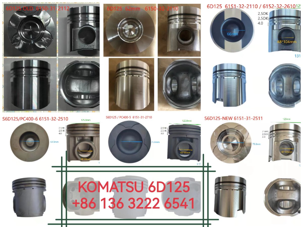 lynne_qiu's tweet photo. JCAR Piston for KOMATSU
6D125 OLD 6150-31-2112
6D125 62mm 6150-32-2110
6D125 6151-32-2110 6152-32-2610
S6D125/PC400-6 6151-32-2510
S6D125/PC400-5 6151-31-2170
S6D125-NEW 6151-31-2511
+86 13632226541
https://t.co/QBo70SZRgd
#pistons #pistonkit #KOMATSU #píttông
#omboh https://t.co/6fm70HWcQB
