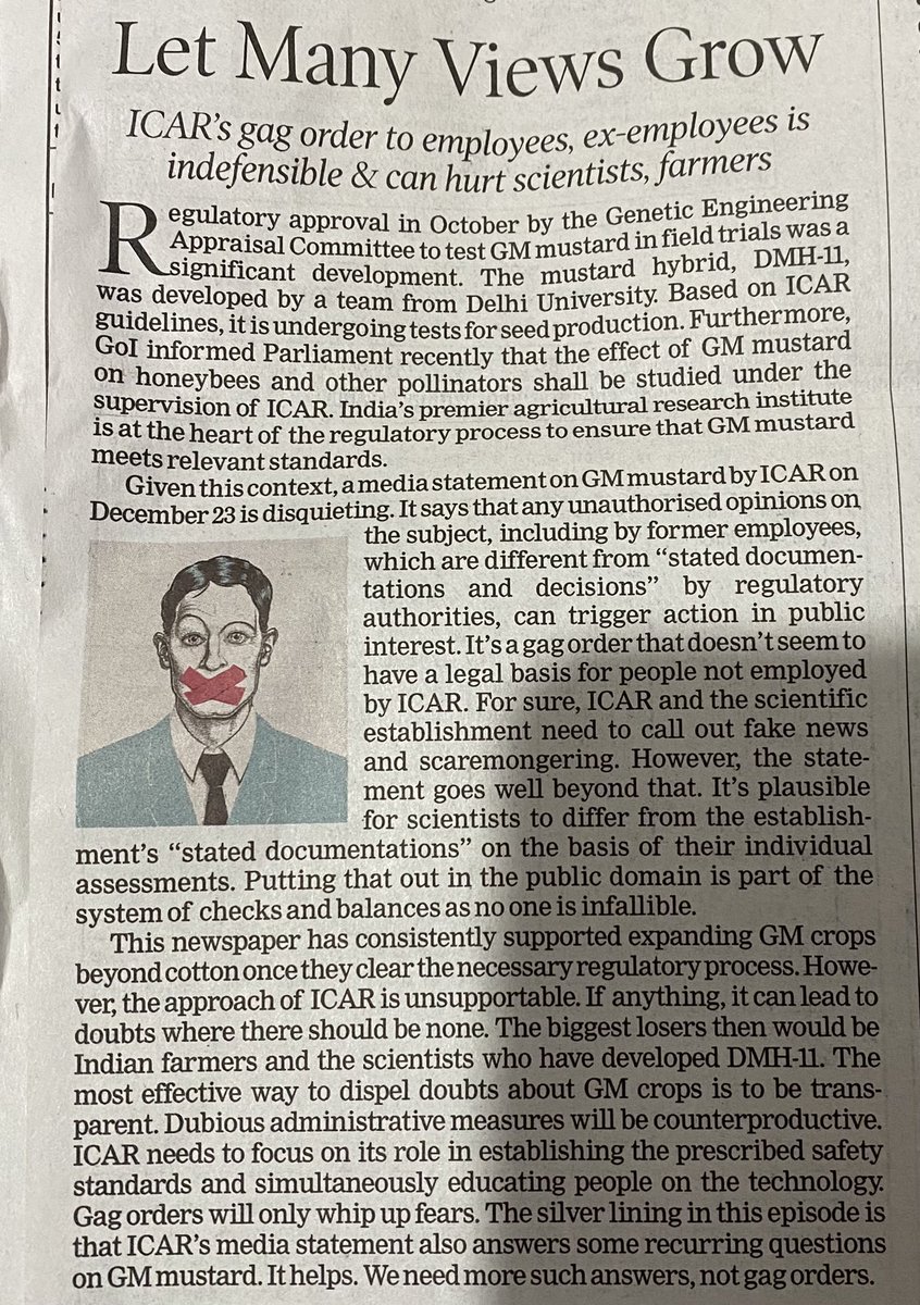 DrManeeshMishra's tweet image. GM crops are most researched and regulated crops which can change Indian Agriculture in big way. @icarindia funded research for development of GE crops at national level. It’s time scientific fraternity must speak its merit.#Geneticallymodifiedcrops @DBTIndia