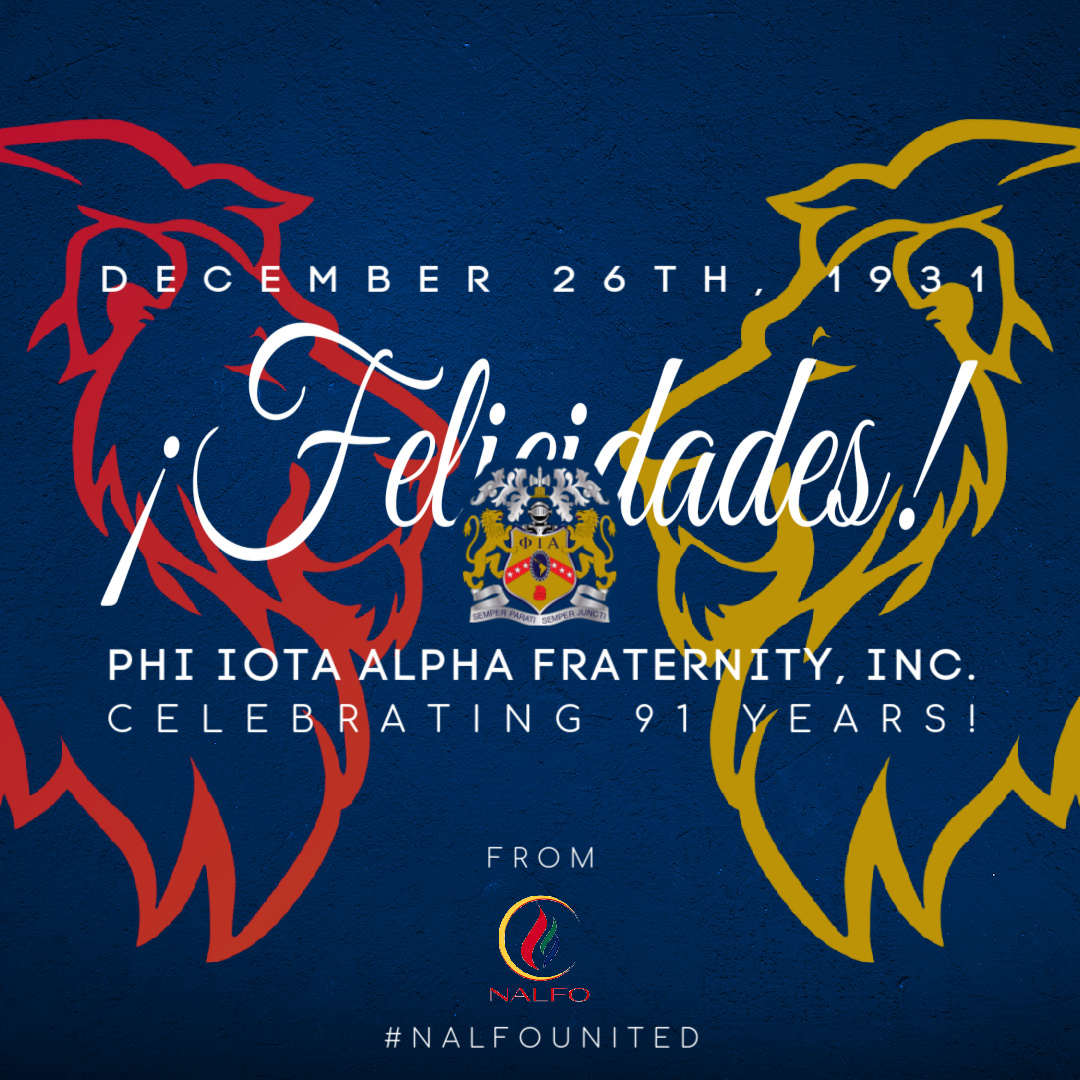 And last but certainly not least of our 2022 anniversaries 🎉

Felicidades to Phi Iota Alpha Fraternity, Inc. as they celebrate 91 years Fuerza, Integridad, y Amistad. We wish you all a wonderful Founders' Day 🦁💛💙❤️ #PhiIotaAlpha #NALFOUnited #YoSoyNALFO #ΦΙΑ