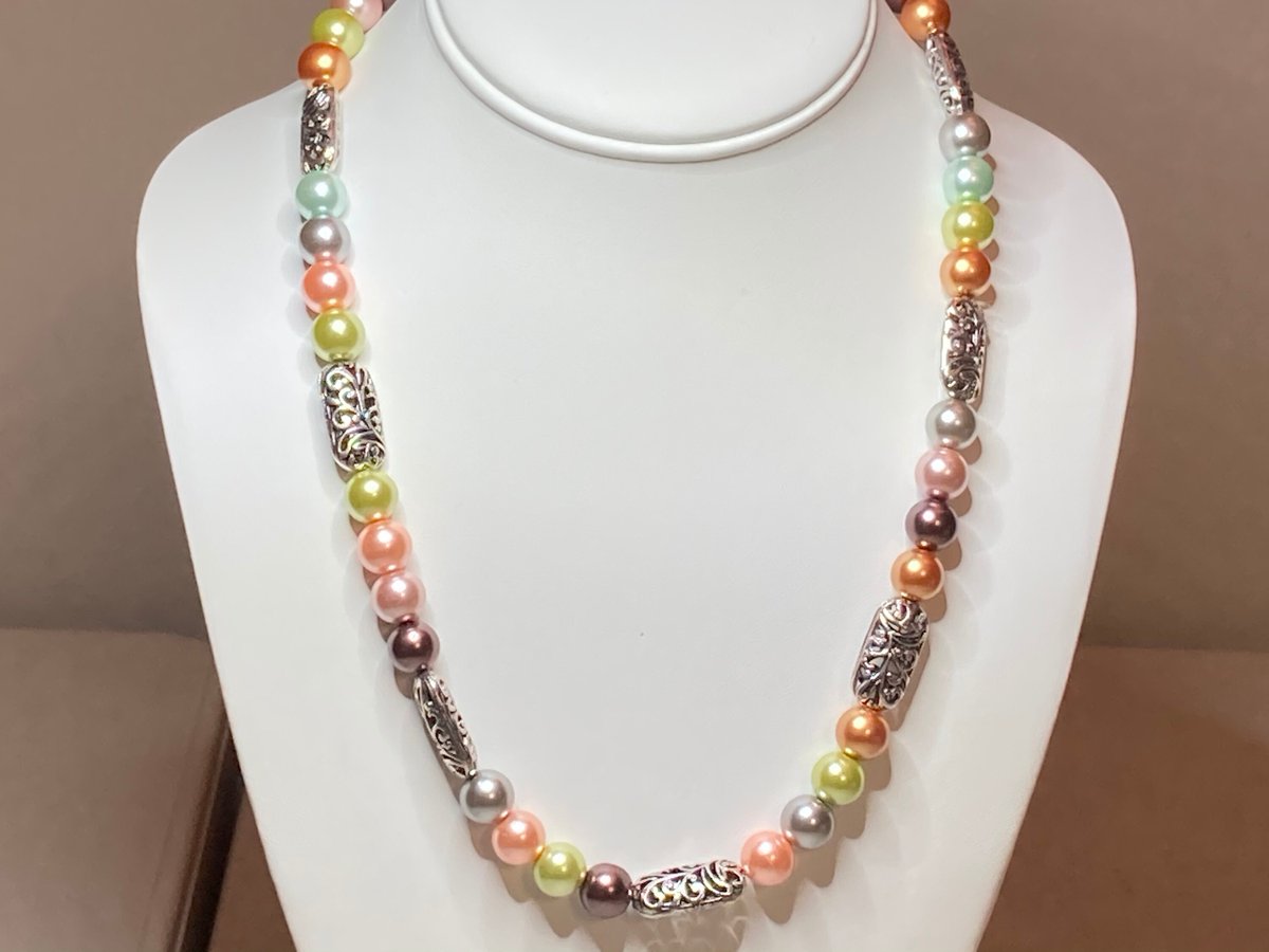 Excited to share the latest addition to my #etsy shop: Multicolor Pearl Necklace / Silver Flower Necklace / Pearl Necklace / etsy.me/3YNEiBX #women #glass #lobsterclaw #multicolorbeads #rainbowbeads #womanbeadnecklace #pearlnecklace #glassbeadspearls #classicne