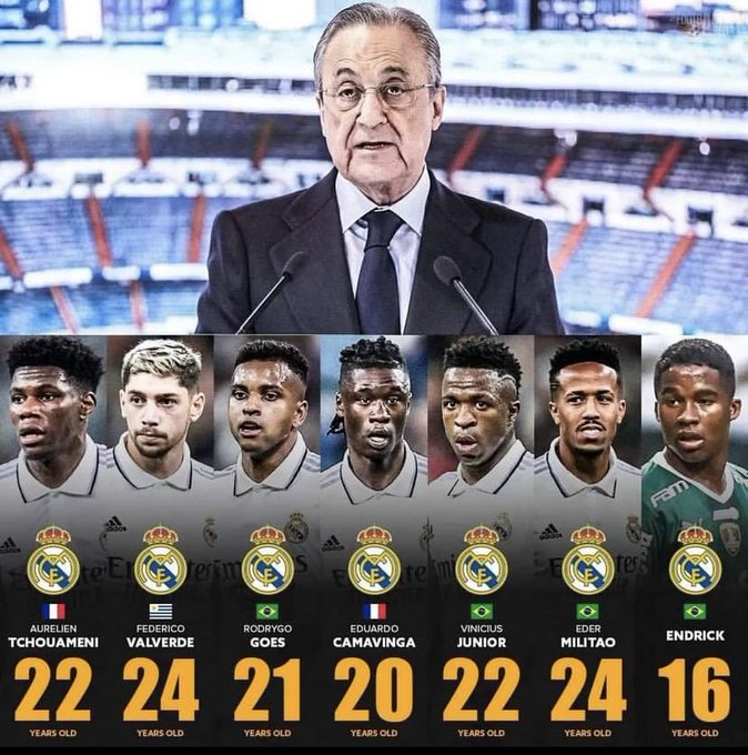 FutFutebolista's tweet photo. A próxima geração do Real Madrid sendo montada com perfeição por Florentino Pérez. ⭐️💎 https://t.co/jSNhQDV3p1