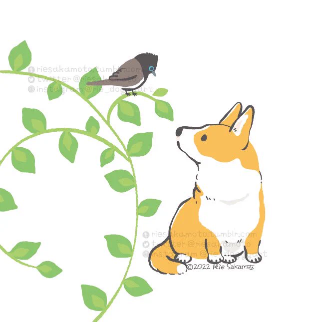 コーギーと野鳥描いてます#2022年年末に今年まだ出会ってない作品に出会うタグ 