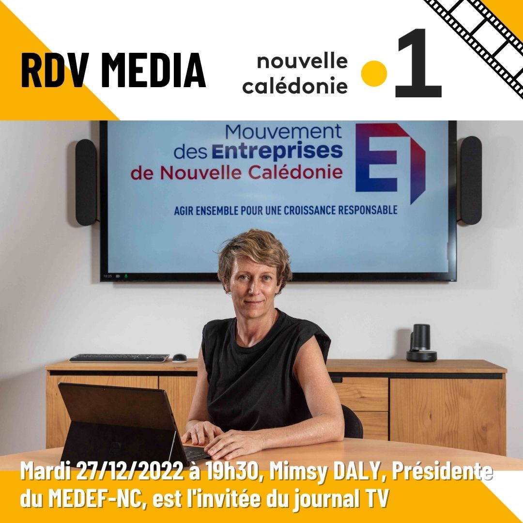 MedefNC's tweet photo. La Présidente du @MedefNC sera l'invitée du journal TV ce soir pour un bilan économique et social de l'année écoulée. #nouvellecaledonie #entreprises #employeur #DialogueSocial #EconomieFiscalite #EmploiFormation #RSE #numerique 
https://t.co/soflCJ9aoS https://t.co/A1GfUcFREE