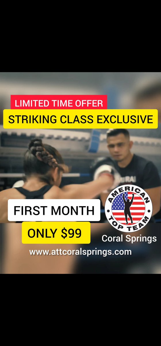 attcoralsprings's tweet photo. NEW YEARS SPECIAL!! $99 FIRST MONTH. ATT Striking Coral Springs offers elite training so you can CRUSH your fitness and training goals in 2023. #attstriking #Striking #mma #coralsprings

Limited spots, reserve your spot today!!
https://t.co/Wq5jJWGvon https://t.co/7yRp7hft52