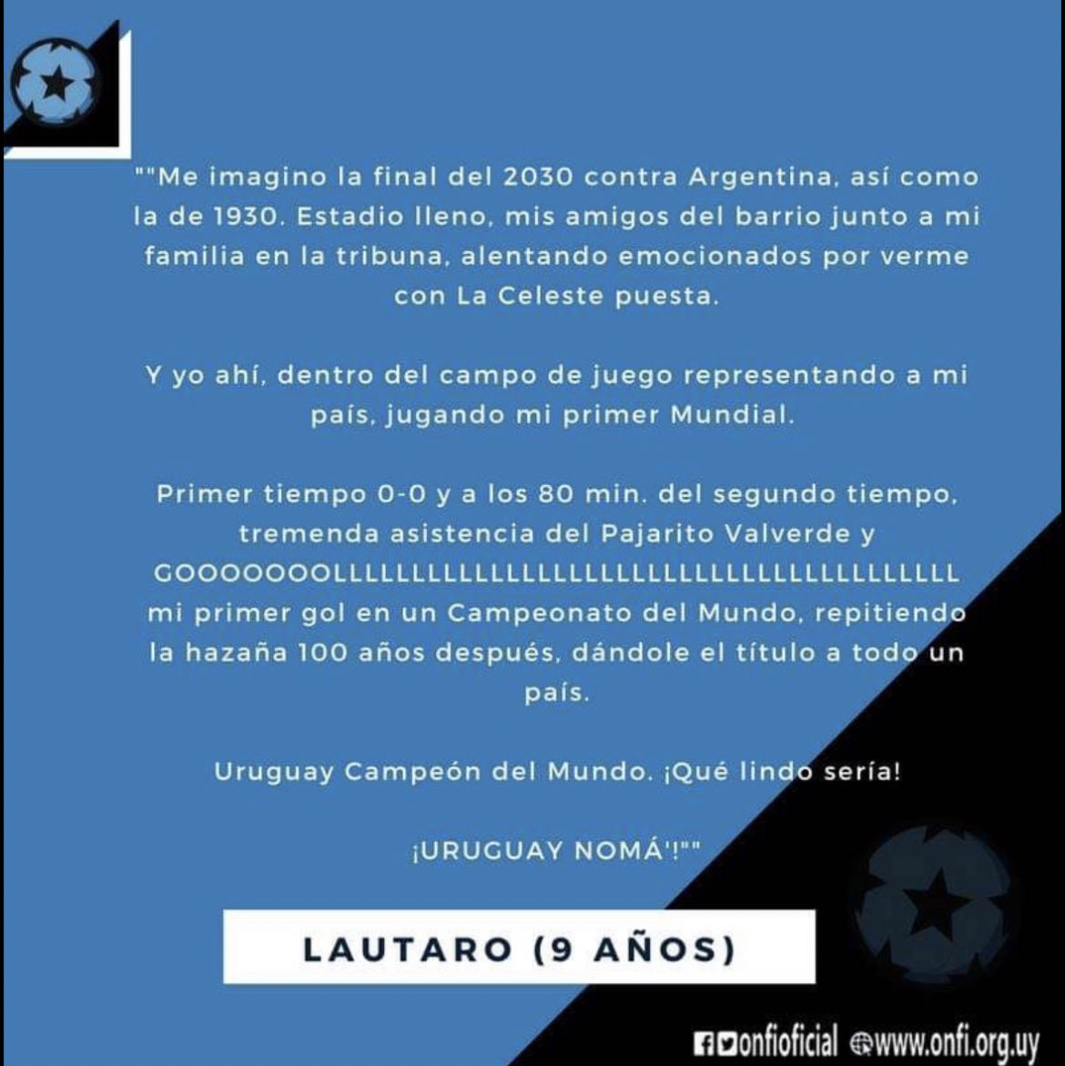 NahuelBeau's tweet photo. Lautaro tiene 14 años, juega al fútbol en Progreso y recientemente perdió a su mamá. 

Está pasando por un mal momento, y quiero que entre todos lo animemos a continuar luchando por su sueño con mensajes lindos. 

Esto escribió hace 5 años.❤️‍🩹 https://t.co/MJ4wlfqCeb