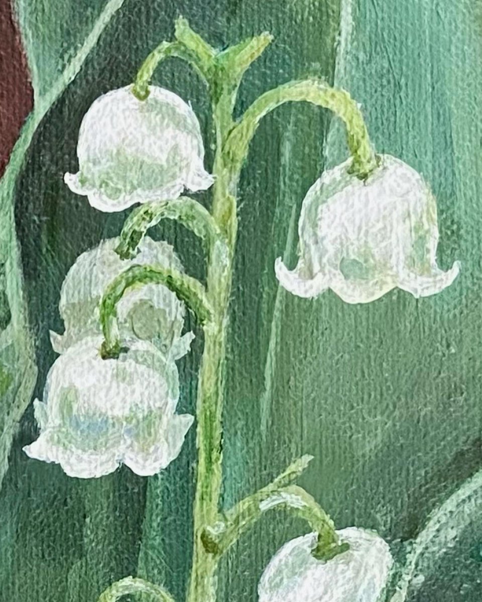 beasrai's tweet photo. lily of the valley, painted in #acrylic on top of my first ever painting 
#acrylicart #painting #paint #art #arttwt #artaccount #smallartist https://t.co/eUasNYSKjw