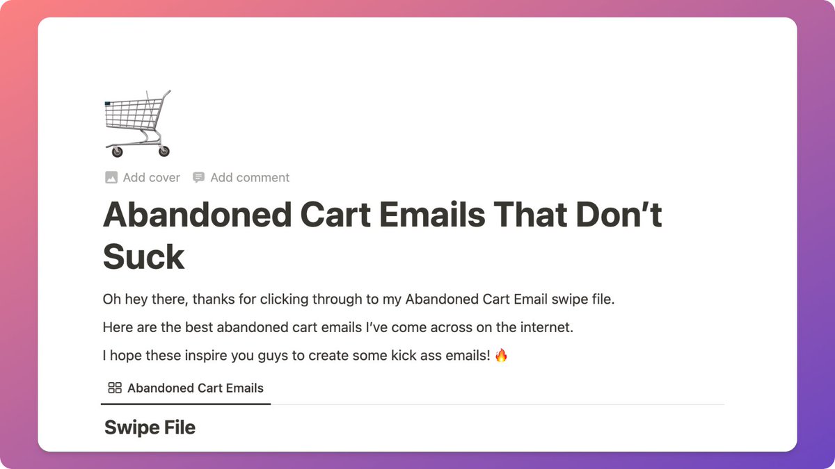 email_tarun's tweet image. 70% of carts are abandoned, but these can be recovered with a good email

I’ve put together the 24 best abandoned cart emails I've ever seen

This is usually kept private for my staff only

Want a FREE copy? 
👉 Like and Comment “YES” and I'll DM it to you

(Must be following)