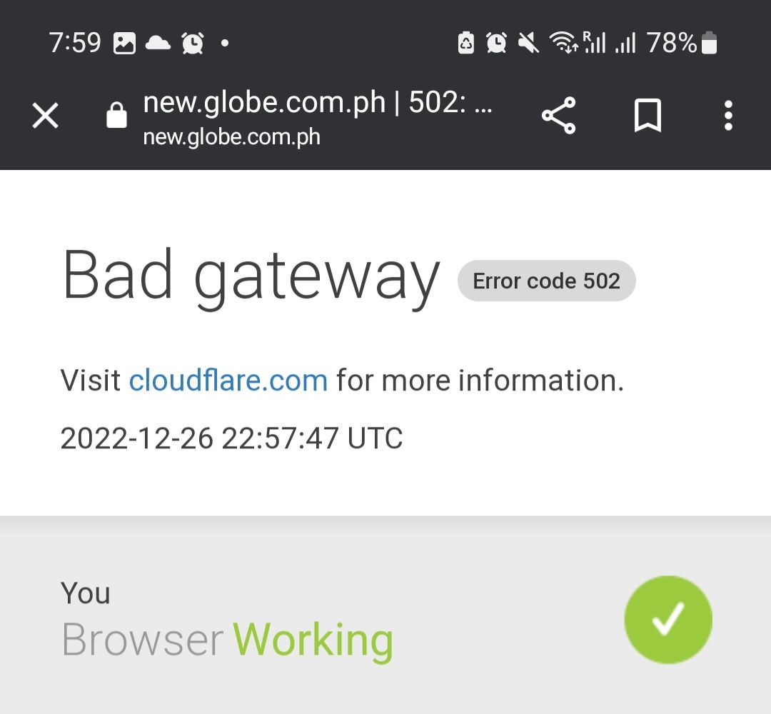 KingArmyInChain's tweet photo. "Bad gatewayย Error code 502
Visitย https://t.co/NtXz7CKKioย for more information.
2022-12-26 22:57:47 UTC"
Paano na 'to @enjoyGLOBE? Got this nung pumunta ako sa https://t.co/JOVyf0dUam ?
#GlobeTelecom #Globe #SIMRegistrationLaw
#SimRegistration #GlobePH https://t.co/8JuB5bI9Vo