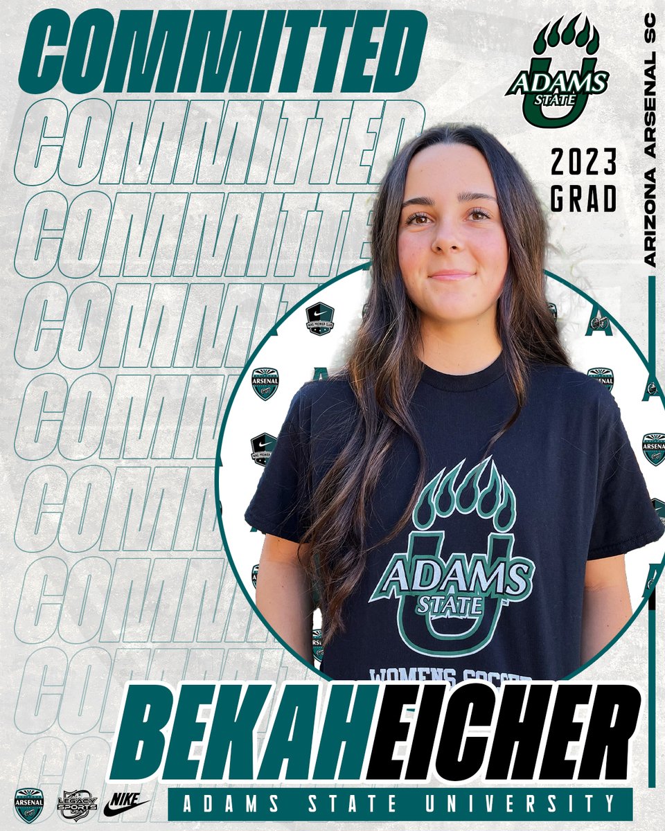 AZArsenalSC (@azarsenalsc) on Twitter photo Congrats to 2023 grad Bekah Eicher from <a href="/CVHSYotes/">CVHS Updates</a> who plays on our u19 <a href="/ECNLgirls/">ECNL Girls</a> team on her commitment to <a href="/adamsstate/">Adams State</a> <a href="/ASUGrizzlies/">Adams State Grizzlies</a> <a href="/ASUGrizzWSoccer/">Adams State Women's Soccer</a>!
<a href="/ImCollegeSoccer/">College Soccer Truth ™</a> @lmyouthSoccer @SoccerMomInt <a href="/wearesoccershow/">We Are Soccer ⚽️</a>
#pathway2college
#bleedTEAL Congrats to 2023 grad Bekah Eicher from <a href="/CVHSYotes/">CVHS Updates</a> who plays on our u19 <a href="/ECNLgirls/">ECNL Girls</a> team on her commitment to <a href="/adamsstate/">Adams State</a> <a href="/ASUGrizzlies/">Adams State Grizzlies</a> <a href="/ASUGrizzWSoccer/">Adams State Women's Soccer</a>!
<a href="/ImCollegeSoccer/">College Soccer Truth ™</a> @lmyouthSoccer @SoccerMomInt <a href="/wearesoccershow/">We Are Soccer ⚽️</a>
#pathway2college
#bleedTEAL